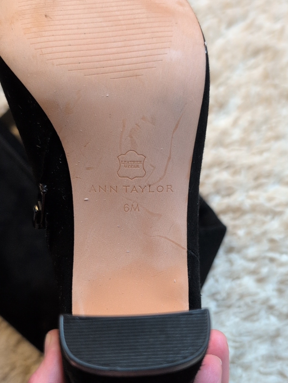Ann Taylor Black Suede Knee-High Heeled Boots - Picture 2 of 3
